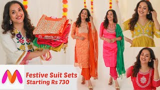 Myntra Festive Kurta Sets Haul under 1700 Rs  Festive Indian Wear Try on Haul  Perkymegs Hindi [upl. by Allehc498]