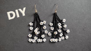 How to make twigs with flowers earrings beaded earrings handmade [upl. by Inaluahek]