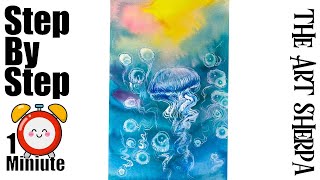 shorts Alcohol Drop Jellyfish Easy Watercolor  Acrylic Step by step  The Art Sherpa [upl. by Abbi123]