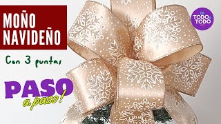 🎄Cómo hacer un MOÑO o LAZO con cinta para el ÁRBOL de NAVIDAD FACIL 👉🎄Christmas Bows with ribbon🎅 [upl. by Lance]