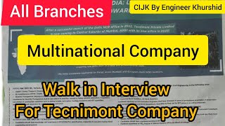 Walk In Interview। Tecnimont Company। Multinational Company। Engineering Jobs। Tecnimont Jobs [upl. by Atterrol]