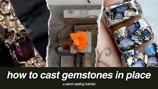 how to cast gemstones in place  birds eye view  sand casting tutorial [upl. by Barthelemy]