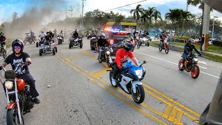 GAS STATION RUSHED BY COPS DIRT BIKES GET STUCK [upl. by Fillender]