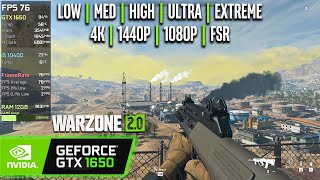 GTX 1650  COD Warzone 20  4K 1440p 1080p FSR  Extreme Ultra High Medium Low [upl. by Loats]