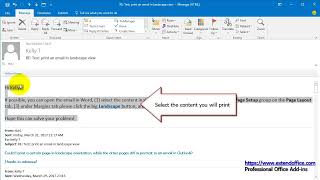 How to print only the latest reply in an email thread in Outlook [upl. by Ahsyas110]