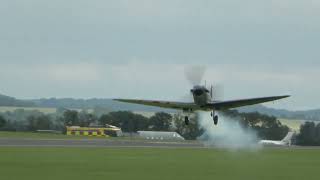 Smokey engine Spitfire departure at Duxford spitfire duxford [upl. by Gene]