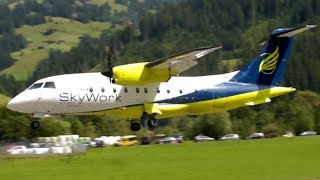 SkyWork Dornier 328 ✈ Landing amp Spectacular TakeOff ✈ St Stephan MountainAirfield [upl. by Arleta]