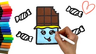 Jak narysować słodką czekoladę 🍫  KAWAII  ŁATWE MALOWANIE  nauka kolorów dla dzieci [upl. by Neiviv688]