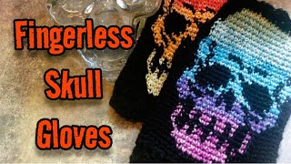 Crochet Skull Fingerless Gloves [upl. by Zzahc]