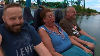 Terrified rider on Mako Roller Coaster  4K Reverse POV  SeaWorld Orlando [upl. by Beilul]