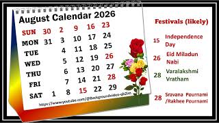 August Calendar 2026 augustcalender2026 [upl. by Gapin]