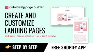 Automizely Page Builder  Stepbystep tutorial to create and customize pages  Free Shopify App [upl. by Lihka]