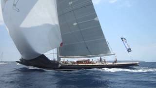 JClass Hanuman spinnaker hoist Day 2 Superyacht Cup 2014 [upl. by Miett124]