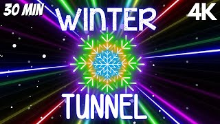 Sensory Videos for Autism Winter Moving Tunnel Unwind De Stress Tension Release Background [upl. by Nilac964]