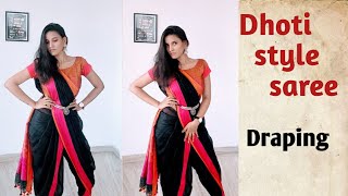 How to wear Dhoti Style Saree  Saree draping  in telugu  Divi talks [upl. by Absalom]