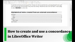 How to create and use a concordance in LibreOffice Writer [upl. by Shapiro61]