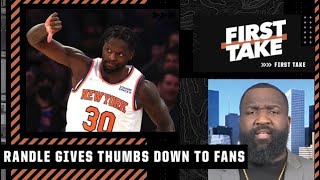 Perk reacts to Julius Randle giving a thumbs down to Knicks fans 👎  First Take [upl. by Aihsatan943]