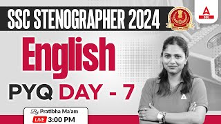 SSC Stenographer 2024  SSC Steno English By Pratibha Mam  Previous Year Questions 7 [upl. by Vilma]