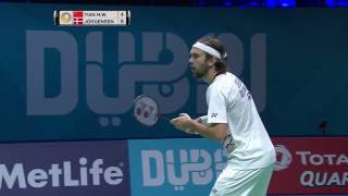 Dubai World Superseries Finals 2016  Badminton SF1 M2MS  Tian Houwei vs Jan O Jorgensen [upl. by Otha835]