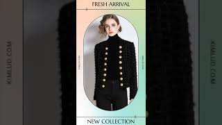 Autumn Winter New Metal Double Breasted Tassel Bright Silk Wool Jacket Coat Women Black Tweed Sho [upl. by Yuzik]