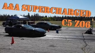 Supercharged C5 Z06 Drag Racing on Street Tires AampA Supercharger Corsa Texas Speed ATI FAST [upl. by Pelson]