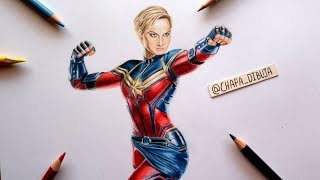 Dibujando a CAPITANA MARVEL quotAVENGERS ENDGAMEquot Drawing MARVEL FUTURE FIGHT Captain Marvel [upl. by Ulrick]