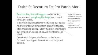 Dulce Et Decorum Est Pro Patria Mori Analysis [upl. by Ecnedac]