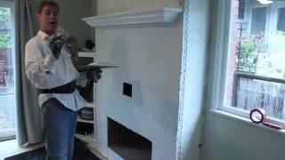 Interior Lime plastering over a fireplace [upl. by Odraccir]