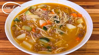 Traditional Mexican Fideo Soup with Ground Beef Sopa de Fideo con Carne Molida [upl. by Ayhtin]