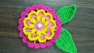 Beautiful flower design crochet  flowers design pls like amp subscribe 🙏❤ [upl. by Nosnehpets295]