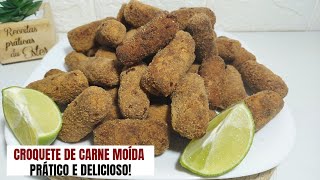 CROQUETE DE CARNE MOIDA SUPER FÁCIL  RÁPIDO E DELICIOSO [upl. by Attenna]