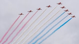 UK Royal Air Force Red Arrows aerobatic team visits Seattle [upl. by Eerrehs354]