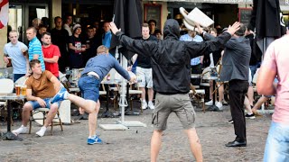 England And Wales Fans Unite Against Russian Hooligans In Lille [upl. by Ansilme486]