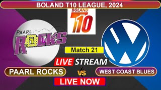 🔴 Boland T10 Live  Paarl Rocks vs West Coast Blues Live  PR vs WCB  Live Cricket Match Today [upl. by Najib]