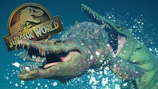 2 MOSASAURUS VS 2 TYLOSAURUS VS 2 LIOPLEURODON  AQUATIC FIGHT  JURASSIC WORLD EVOLUTION 2 [upl. by Oiliduab]