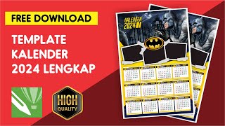 TEMPLATE KALENDER 2024 BATMAN  FREE DOWNLOAD CDR [upl. by Ahsenod]