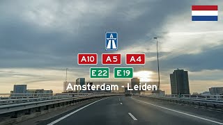 Driving in the Netherlands Snelwegen A10 E22 A5 amp A4 E19 from Amsterdam to Leiden [upl. by Assenat]