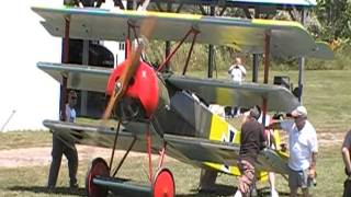 Fokker DrI Triplane LeRhone Rotary Engine Test Run [upl. by Harrad]