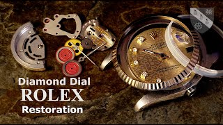 Restoration of a Rolex Watch  Diamond Dial and Movement versus Water [upl. by Ennoid]