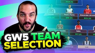 WILDCARD IN 6 OR NOT 🤔  FPL TEAM SELECTION  GAMEWEEK 5  Fantasy Premier League Tips 202425 [upl. by Arocahs]