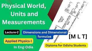 Applied Physics Lecture 2 Dimensions amp Dimensional Formulae  Odisha Diploma Students [upl. by Buffo]