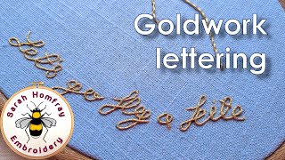 Beginners Goldwork lettering  Script text in couched thread  Lets go fly a kite part 2 [upl. by Manville896]