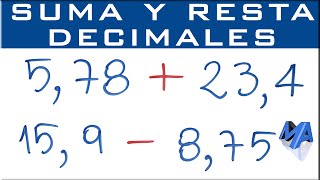 Suma y resta de números decimales [upl. by Glorianna]