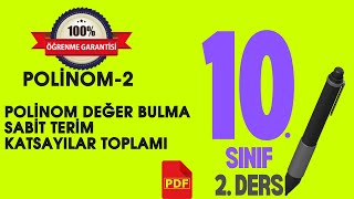 10Sınıf Matematik SONUÇ YAYINLARI  Polinom2  Değer Bulma  Sabit Terim  Katsayılar Toplamı [upl. by Nesaj]