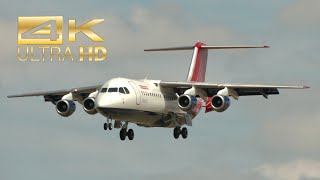 4K British Aerospace Avro RJ100 QinetiQ GETPL arrival RAF Fairford RIAT 2022 AirShow [upl. by Oigolue]