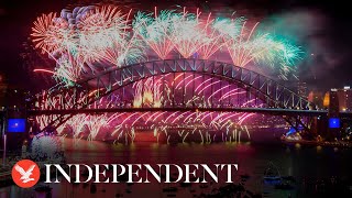 Live Australia welcomes in 2024 with New Years fireworks over Sydney Harbour [upl. by Ahsie]