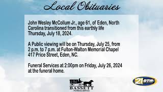 Obits for July 25 2024 [upl. by Kunz]