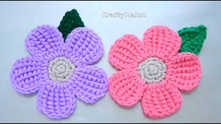 CROCHET TUTORIAL Flores a ganchillo muy fácil  flor tejida a crochet paso a paso [upl. by Zanahs]