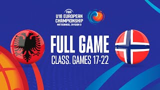 Albania v Norway  Full Basketball Game  FIBA U18 European Championship 2023  Division B [upl. by Lodge]