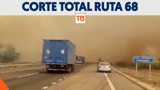 Corte total de la Ruta 68 por incendio forestal en el sector del Lago Peñuelas [upl. by Swagerty]